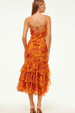 MISA Los Angeles Wedding Guest|Engagement Party>MARISA DRESS Atlasfloralpersimmon