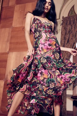 MISA Los Angeles Wedding Guest|Misa Classics>MARISA DRESS Floragroovechiffon