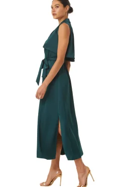 MISA Los Angeles Midi|Dresses>MARTIKA DRESS Emeraldsatin