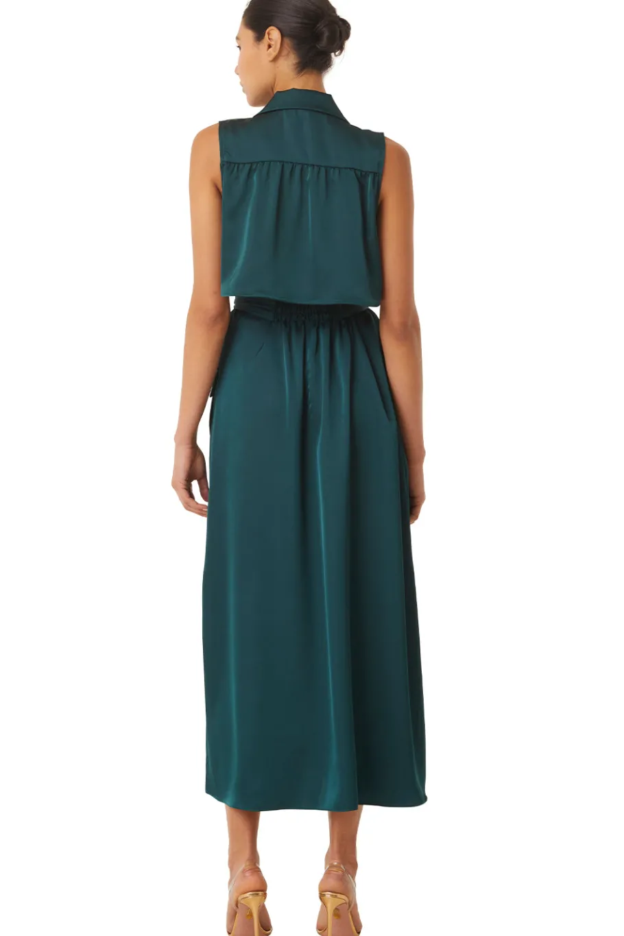 MISA Los Angeles Midi|Dresses>MARTIKA DRESS Emeraldsatin