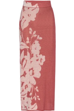 MISA Los Angeles Knit|Midi>MATTI DRESS Pinkhibiscusfloral