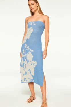 MISA Los Angeles Knit|Midi>MATTI DRESS Bluehibiscusflora