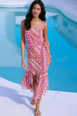 MISA Los Angeles Wedding Guest|Midi>MAYE DRESS Aperolgeo
