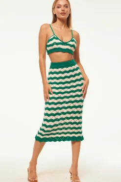 MISA Los Angeles Knits|Matching Sets>MELINA SKIRT Emeraldstripe