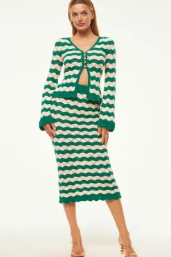 MISA Los Angeles Knits|Matching Sets>MELINA SKIRT Emeraldstripe