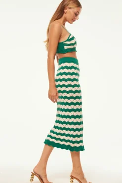 MISA Los Angeles Knits|Matching Sets>MELINA SKIRT Emeraldstripe