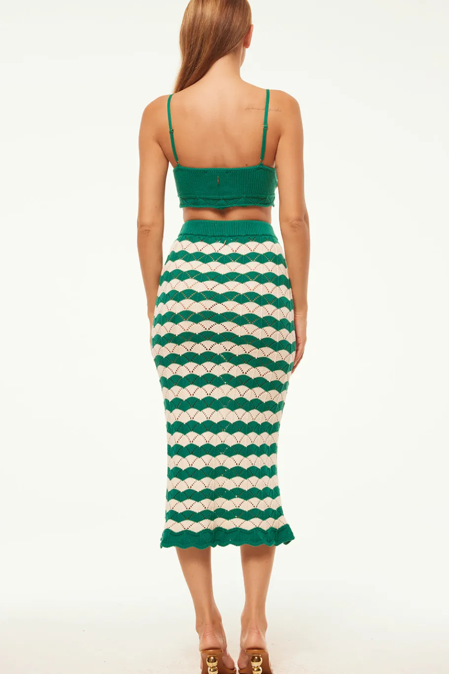 MISA Los Angeles Knits|Matching Sets>MELINA SKIRT Emeraldstripe