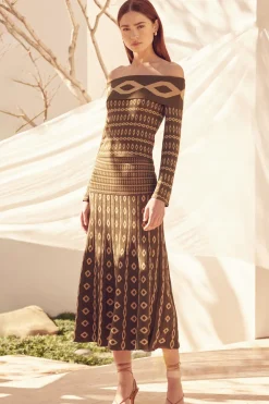 MISA Los Angeles Knits|Matching Sets>MILANI SKIRT Olivegeostripe