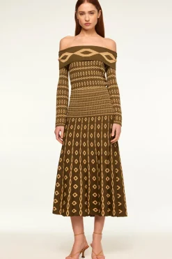 MISA Los Angeles Knits|Matching Sets>MILANI SKIRT Olivegeostripe