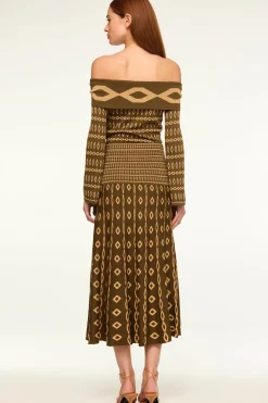 MISA Los Angeles Knits|Matching Sets>MILANI SKIRT Olivegeostripe