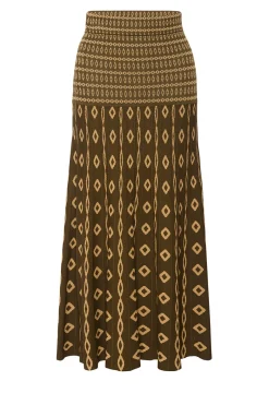 MISA Los Angeles Knits|Matching Sets>MILANI SKIRT Olivegeostripe