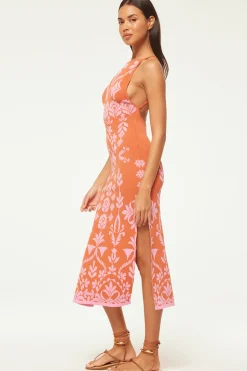 MISA Los Angeles Knit|Midi>MIRA DRESS Pinkflorasantiago