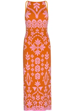 MISA Los Angeles Knit|Midi>MIRA DRESS Pinkflorasantiago