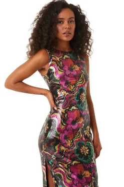 MISA Los Angeles Wedding Guest|Midi>NAKIA DRESS Floragroovesequin