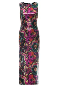 MISA Los Angeles Wedding Guest|Midi>NAKIA DRESS Floragroovesequin