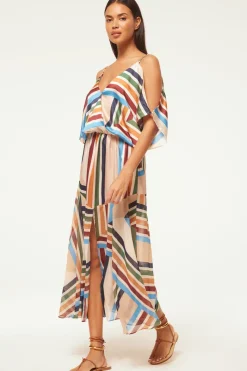 MISA Los Angeles Wedding Guest|Midi>NANAZ DRESS Sanmiguelstripemix