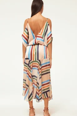 MISA Los Angeles Wedding Guest|Midi>NANAZ DRESS Sanmiguelstripemix