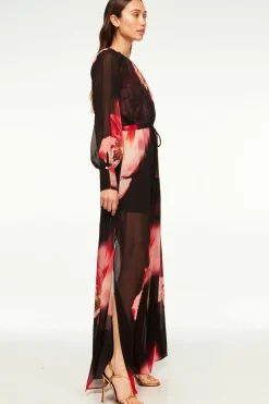 MISA Los Angeles Wedding Guest|Long-sleeve>NAOMI DRESS Midnightorchidchiffon