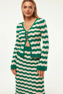 MISA Los Angeles Knits|Matching Sets>NELLY CARDIGAN Emeraldstripe