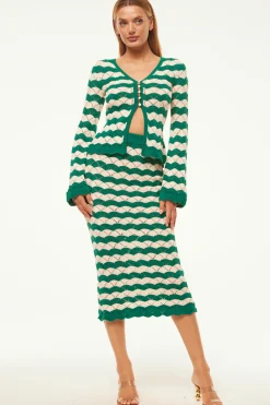 MISA Los Angeles Knits|Matching Sets>NELLY CARDIGAN Emeraldstripe