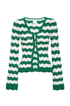 MISA Los Angeles Knits|Matching Sets>NELLY CARDIGAN Emeraldstripe