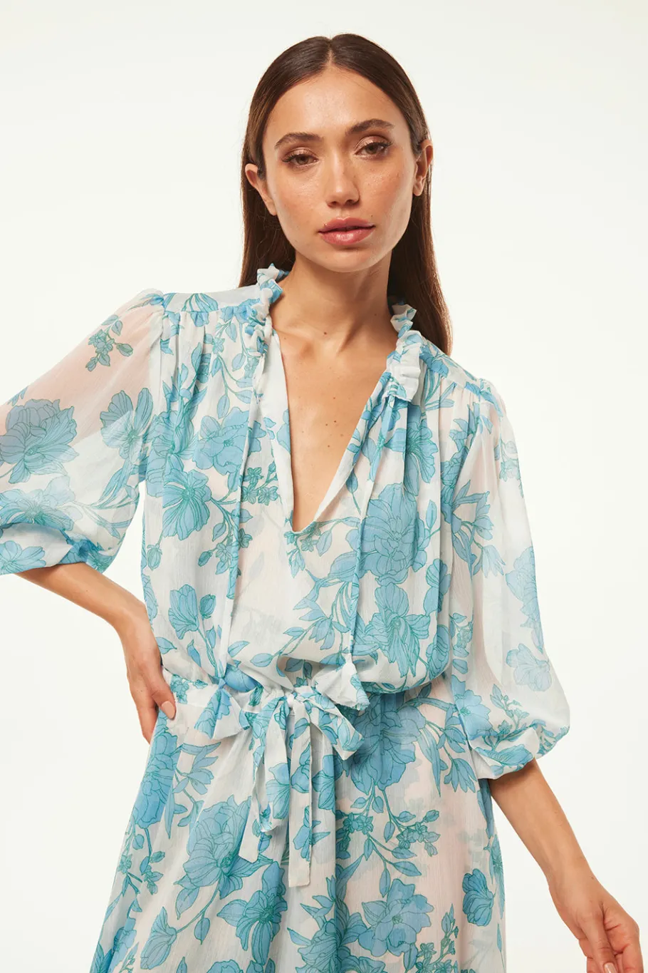 MISA Los Angeles Engagement Party|Misa Classics>OLIVIA DRESS Turquoiseflorachiffon