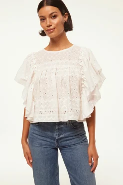 MISA Los Angeles Classic White|Tops>PENELOPE TOP Whiteeyelet