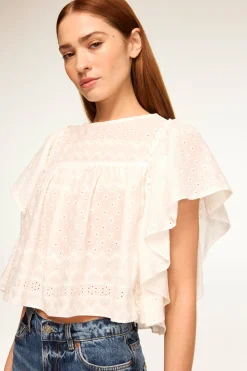 MISA Los Angeles Classic White|Tops>PENELOPE TOP Whiteeyelet