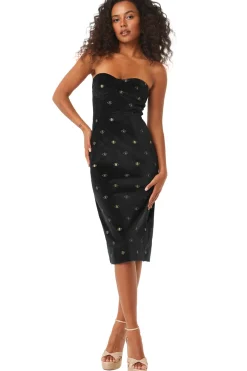 MISA Los Angeles Midi|Exclusives>PERRIN DRESS Black