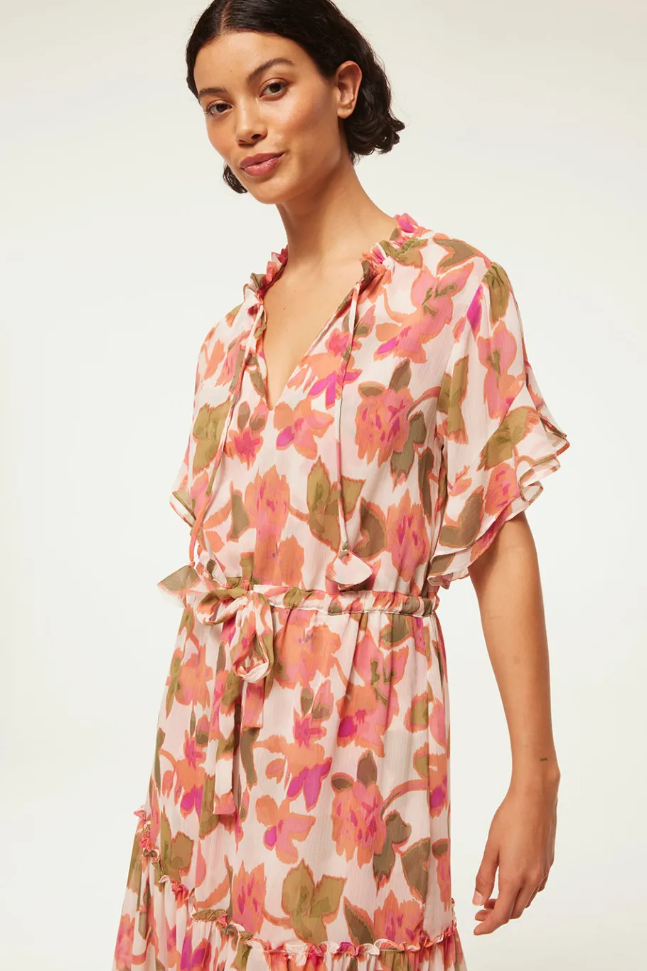 MISA Los Angeles Misa Classics|Midi>RANJANA DRESS Sonoranflorachiffon