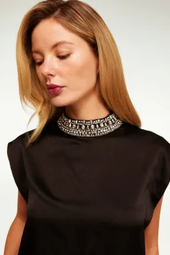 MISA Los Angeles Matching Sets|Tops>RILEY TOP Blacksatin