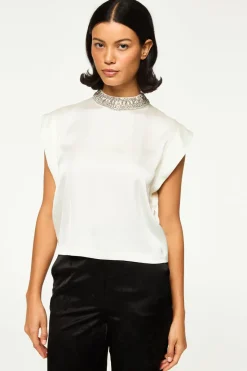 MISA Los Angeles Matching Sets|Tops>RILEY TOP Ivorysatin