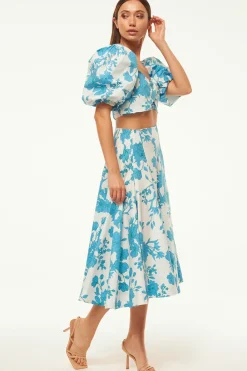 MISA Los Angeles Honeymoon|Matching Sets>RORI TOP Turquoiseflorapoplin
