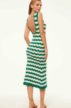 MISA Los Angeles Knits|Dresses>ROSALBA DRESS Emeraldstripe
