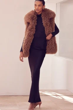 MISA Los Angeles Jackets|Tops>RYLEIGH VEST Lattefauxfur