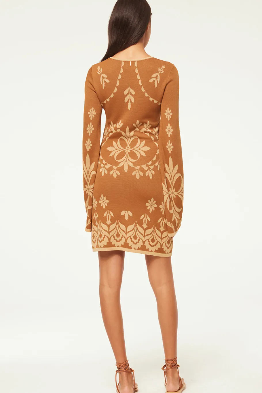 MISA Los Angeles Knit|Long-sleeve>SAHAR DRESS Brownflorasantiago