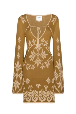 MISA Los Angeles Knit|Long-sleeve>SAHAR DRESS Brownflorasantiago
