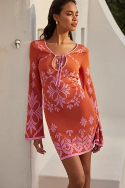 MISA Los Angeles Knit|Mini>SAHAR DRESS Pinkflorasantiago