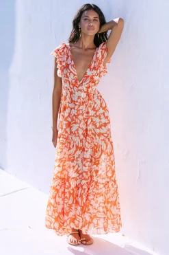 MISA Los Angeles Cut-out|Maxi>SEPTIMA DRESS Patmostangerine