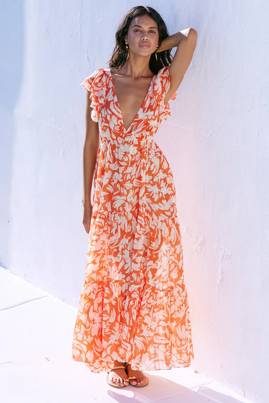 MISA Los Angeles Cut-out|Maxi>SEPTIMA DRESS Patmostangerine