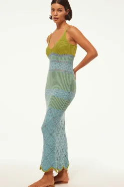 MISA Los Angeles Honeymoon|Knit>SEZEN DRESS Blue