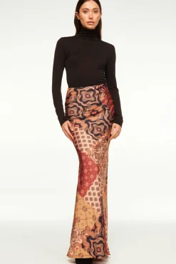 MISA Los Angeles Matching Sets|Skirts & Shorts>SIERRA SKIRT Surrealpatchworksatin