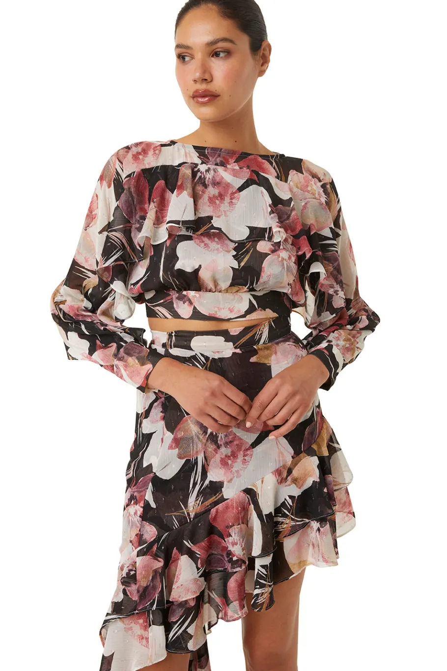 MISA Los Angeles Exclusives|Matching Sets>SKY SKIRT Floratropicalblack