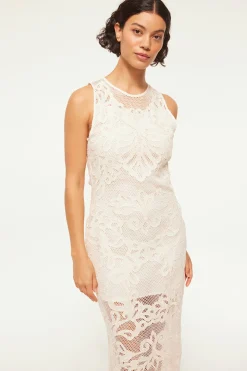 MISA Los Angeles Classic White|Midi>SOFANDEH DRESS Embroideredmesh