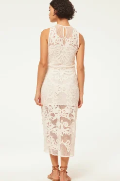 MISA Los Angeles Classic White|Midi>SOFANDEH DRESS Embroideredmesh