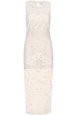 MISA Los Angeles Classic White|Midi>SOFANDEH DRESS Embroideredmesh