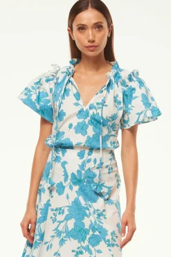 MISA Los Angeles Matching Sets|Tops>SUPARNA TOP Turquoiseflorapoplin