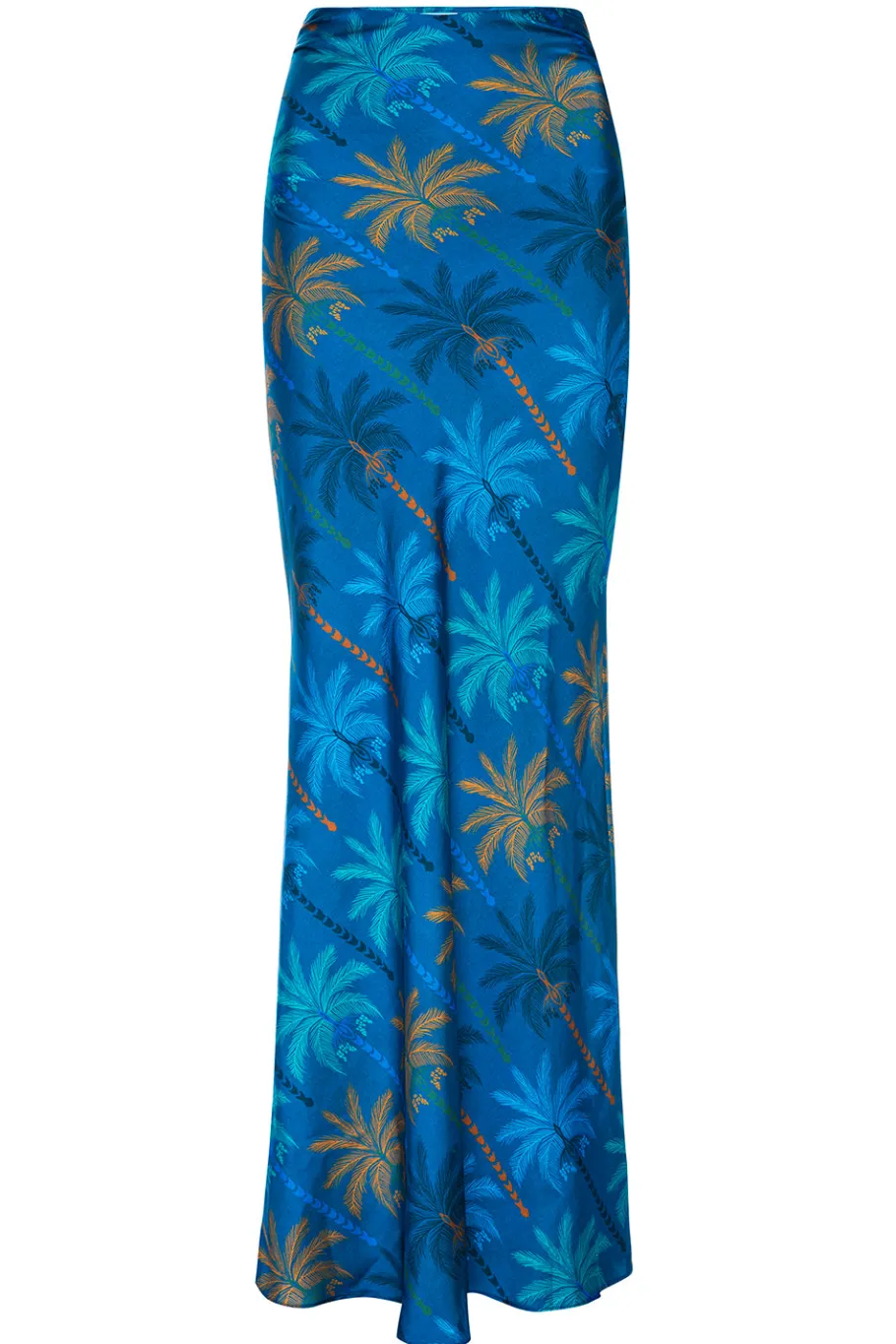 MISA Los Angeles Midi|Wedding Guest>THARA DRESS Cobaltpalmssatin