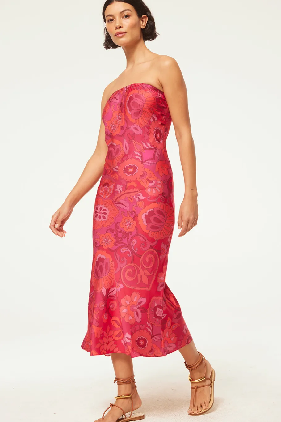 MISA Los Angeles Wedding Guest|Midi>THARA DRESS Floracorsicafuchsia