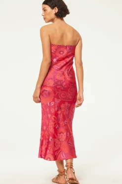 MISA Los Angeles Wedding Guest|Midi>THARA DRESS Floracorsicafuchsia